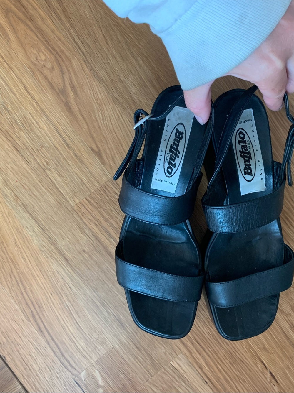 Y2K Buffalo David Bitton Black Platform Wedge Sandals 🖤 - Women's size 7.5/8 - Picture 8 of 9